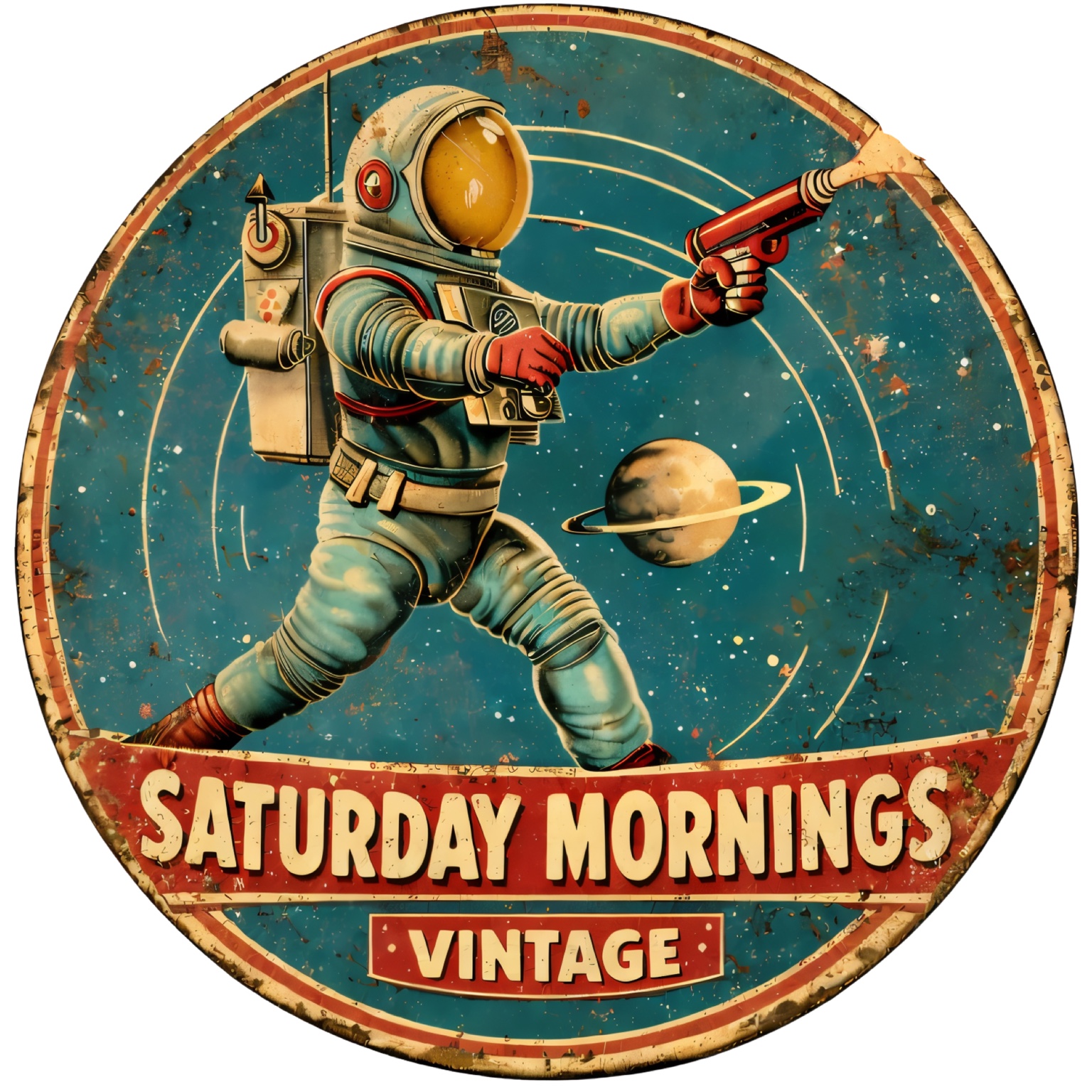 Saturday Mornings Vintage astronaut badge